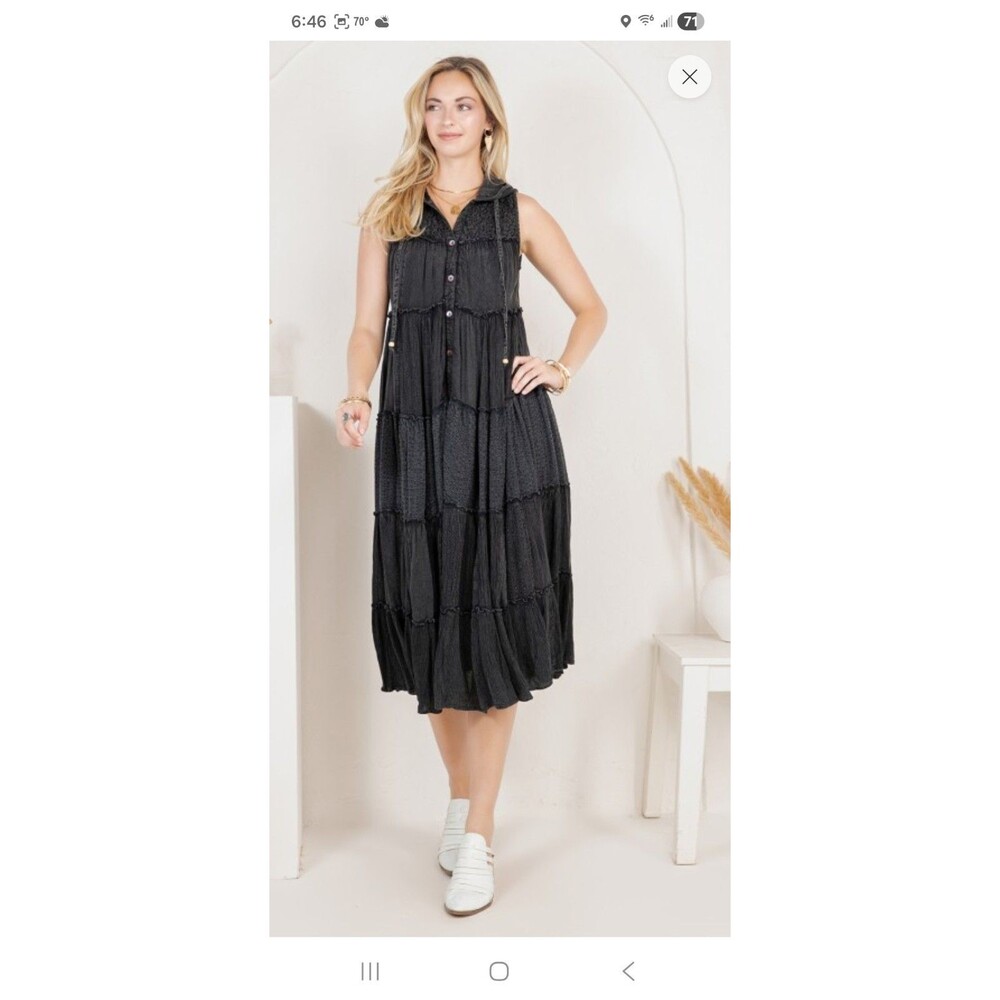 Young Threads Sleeveless Long Hoodie Duster / dress Charcoal Size Large PtP 21